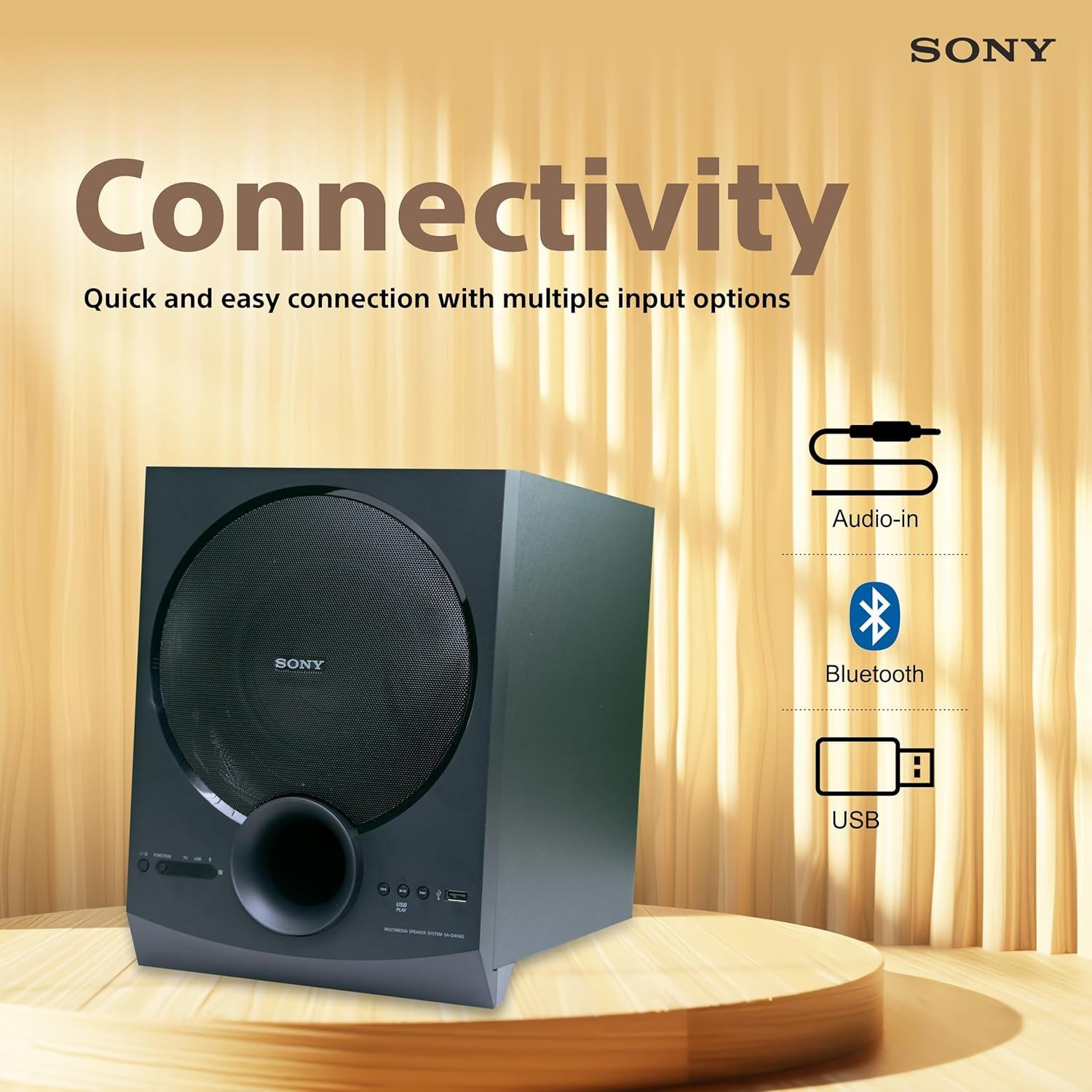 Sony New SA-D40M2 4.1ch Home Theatre/PC Speaker System with 100W Power Output and Powerful Subwoofer - Black - View 3