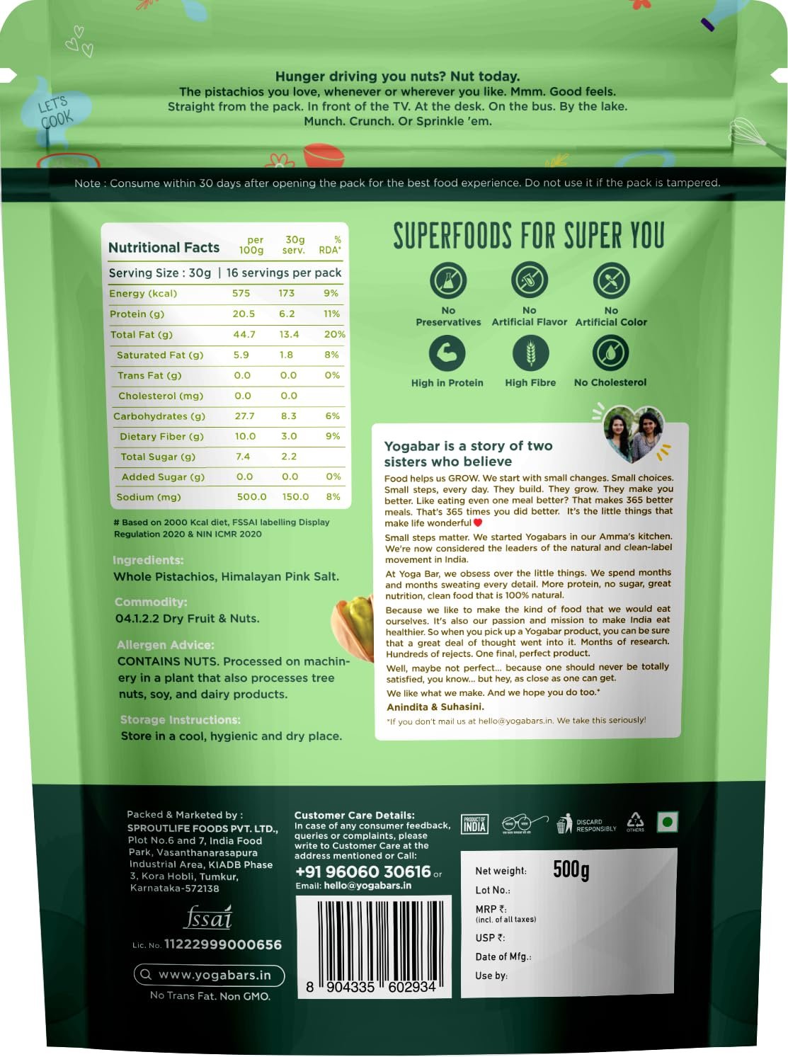 1kg Yogabar Premium Pista Crunchy Pistachios|Tasty &amp; Healthy Nuts Dry Fruits|Rich in Protein, Fibre, Gluten Free &amp; Low Calories|Healthy Snacks|Dry Fruit Gift Pack - View 4