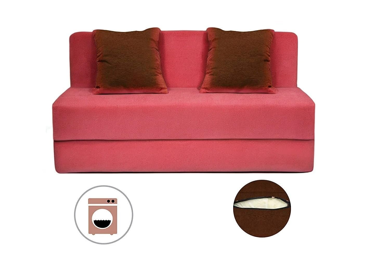 PumPum EPE Foam 2-Seater Sofa Cum Bed – 36 Inch Width, Convertible Design, Lightweight & Foldable (Peach) - View 2