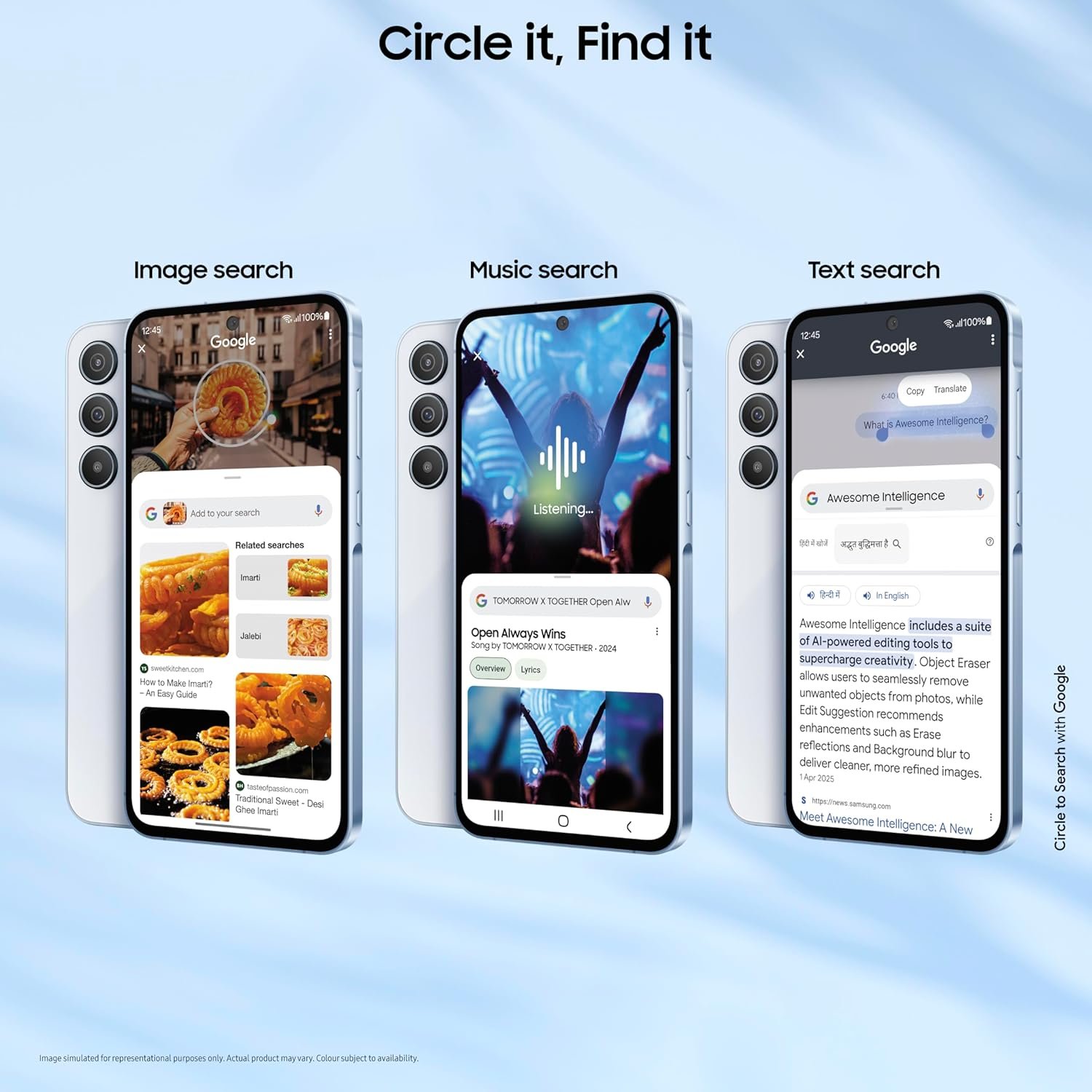 Samsung Galaxy A55 5G (Awesome Iceblue, 8GB RAM, 256GB Storage) | AI | Metal Frame | 50 MP Main Camera (OIS) | Super HDR Video| Nightography | IP67 | Corning Gorilla Glass Victus+ | sAMOLED Display - View 3